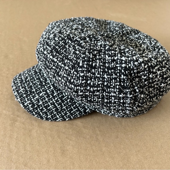 Women’s Newsboy Cap Hat Black and White Tweed Beret One Size Flat Cap Gatsby Hat - Picture 4 of 8